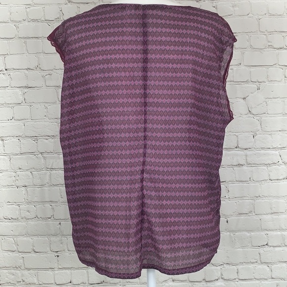 ROUTE 66 Sheer Floral Lace Trim Top Size Large - Picture 2 of 11